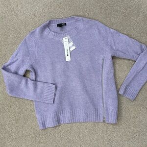 Aqua Cashmere Lilac Crew Neck Sweater with Zipper